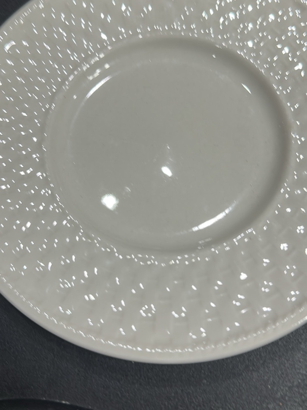 Set of 7 basket weave by Oneida saucers